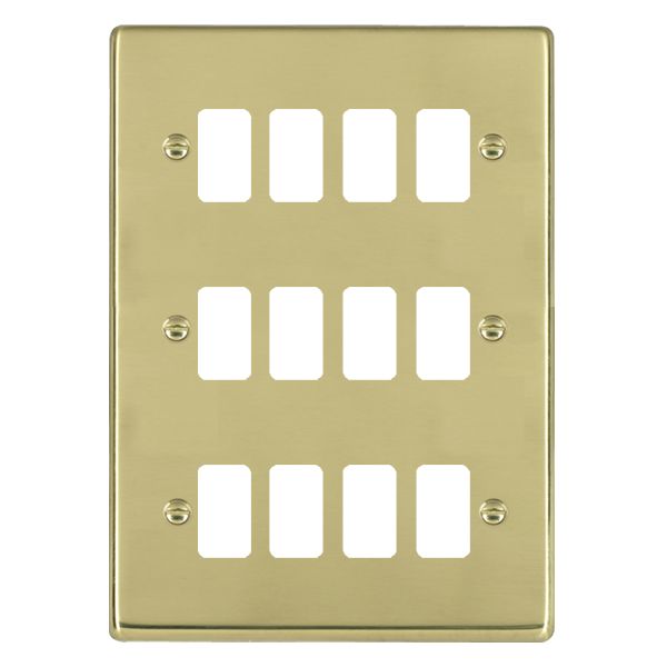 Hartland Grid-IT Polished Brass 12 Gang Grid Fix Aperture Plate with Grid