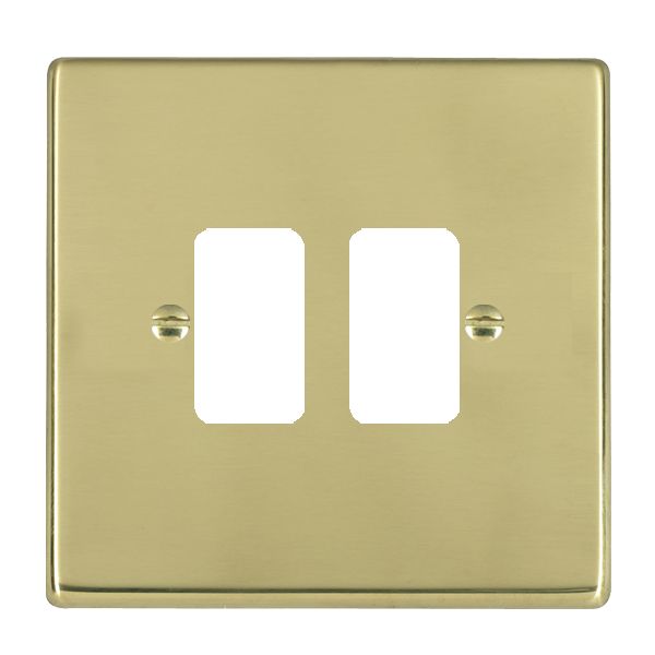 Hartland Grid-IT Polished Brass 2 Gang Grid Fix Aperture Plate with Grid