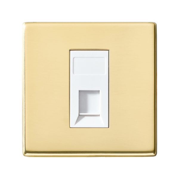 Hartland CFX Polished Brass 1 gang RJ12 Outlet - Unshielded White