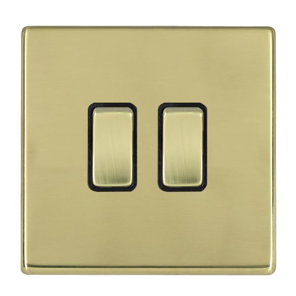 Hartland CFX Polished Brass 2 gang 20AX 2 Way Rocker Polished Brass/Black