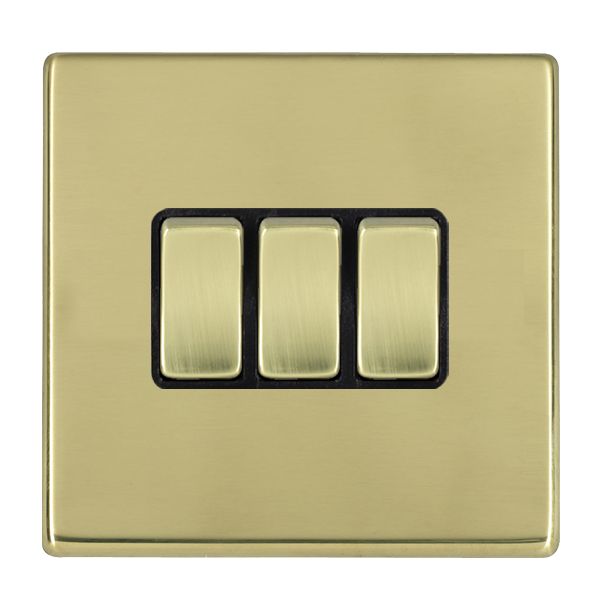 Hartland CFX Polished Brass 3 gang 10AX 2 Way Rocker Polished Brass/Black