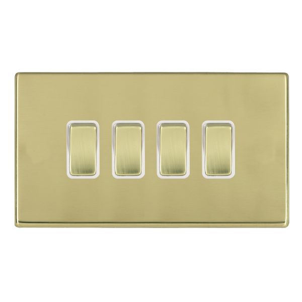 Hartland CFX Polished Brass 4 gang 20AX 2 Way Rocker Polished Brass/White