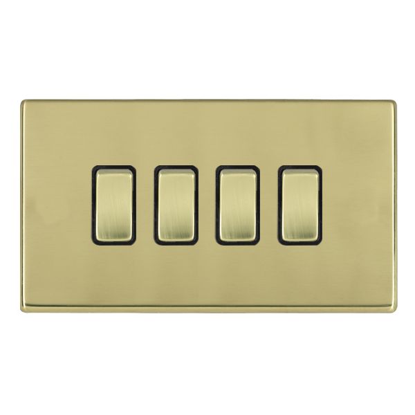 Hartland CFX Polished Brass 4 gang 10AX 2 Way Rocker Polished Brass/Black
