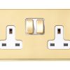Hartland CFX Polished Brass 2 gang 13A Double Pole Switched Socket Polished Brass/White
