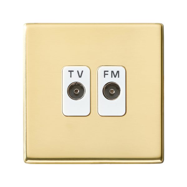 Hartland CFX Polished Brass Isolated TV/FM Diplexer 1in/2out White