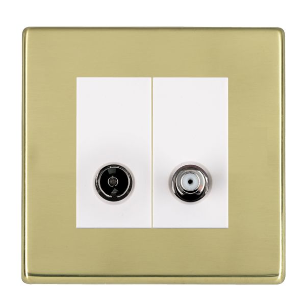 Hartland CFX Polished Brass 2 gang Non-Isolated TV+Satellite 2in/2out White