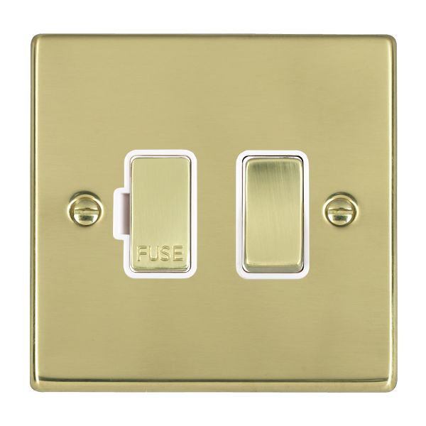 Hartland Polished Brass 1 gang 13A Double Pole Fused Spur Polished Brass/White