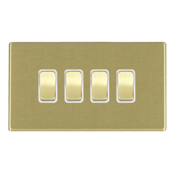 Hartland CFX Satin Brass 4 gang 10AX 2 Way Rocker Satin Brass/White