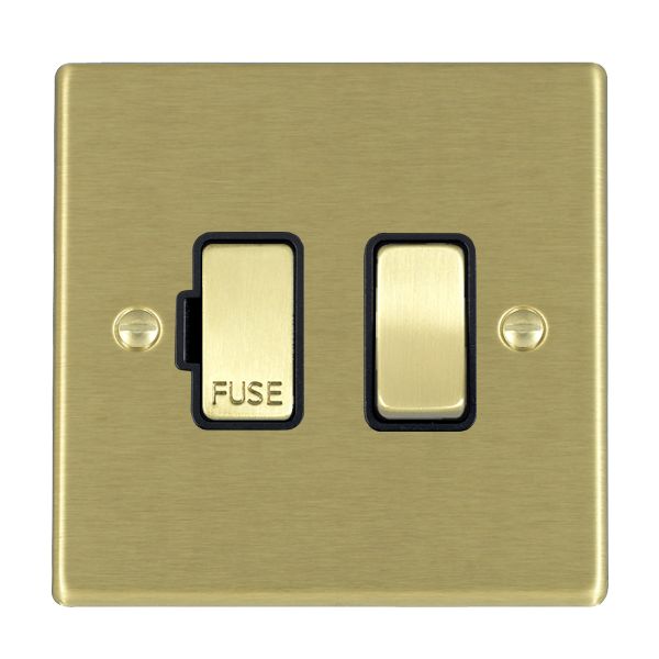Hartland Satin Brass 1 gang 13A Double Pole Fused Spur Satin Brass/Black