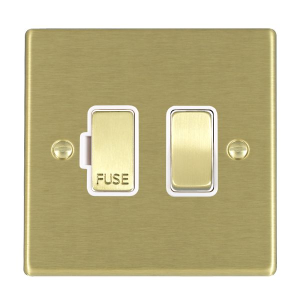 Hartland Satin Brass 1 gang 13A Double Pole Fused Spur Satin Brass/White