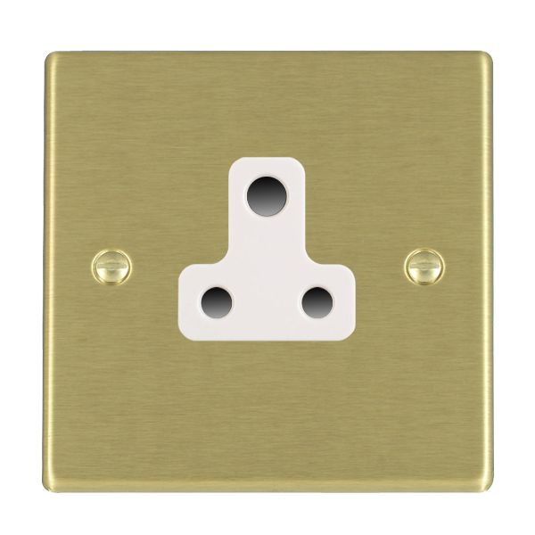 Hartland Satin Brass 1 gang 5A Unswitched Socket White