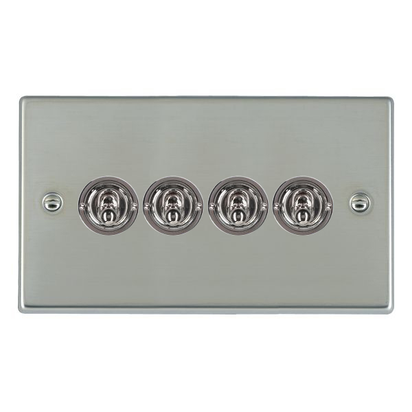 Hartland Bright Steel 4 gang 20AX 2 Way Toggle Bright Chrome