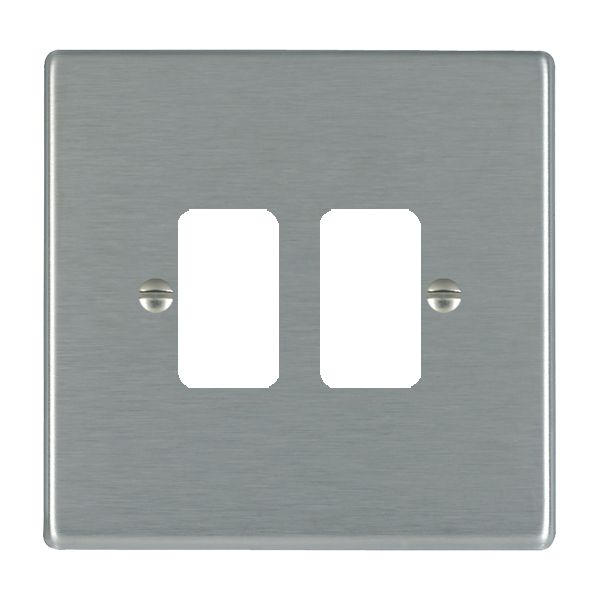 Hartland Grid-IT Satin Steel 2 Gang Grid Fix Aperture Plate with Grid