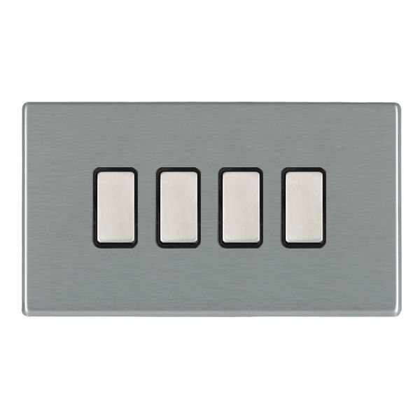 Hartland CFX Satin Steel Effect 4x250W/210VA Resistive/Inductive Trailing Edge Touch Master Multi-Way Dimmers Satin Steel/Black