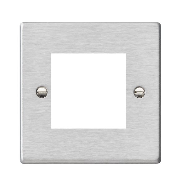 Hartland EuroFix Satin Steel Single Plate complete with 2 EuroFix Apertures 50x50mm and Grid