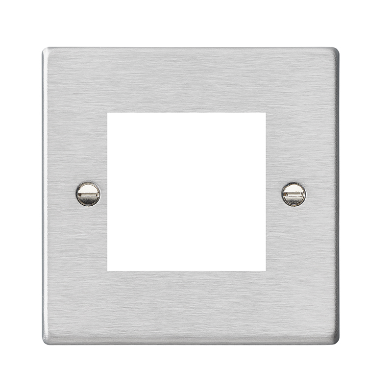 Hartland EuroFix Satin Steel Single Plate complete with 2 EuroFix Apertures 50x50mm and Grid