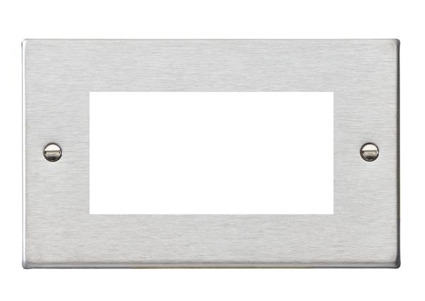 Hartland EuroFix Satin Steel Double Plate complete with 4 EuroFix Apertures 100x50mm and Grid