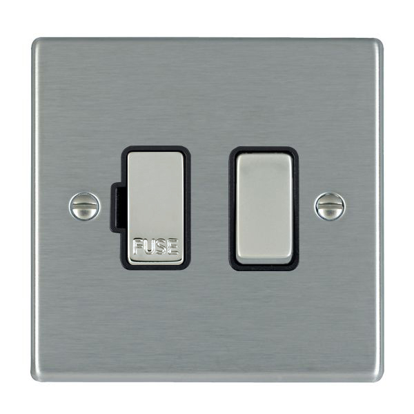 Hartland Satin Steel 1 gang 13A Double Pole Fused Spur Satin Steel/Black