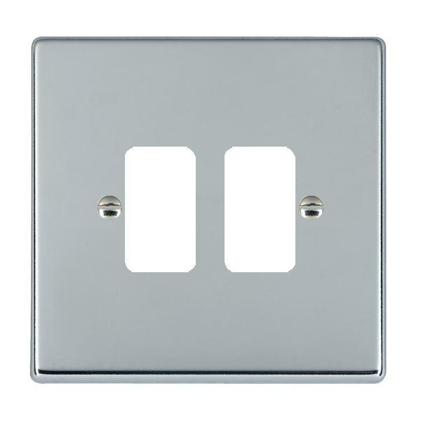 Hartland Grid-IT Bright Chrome 2 Gang Grid Fix Aperture Plate with Grid