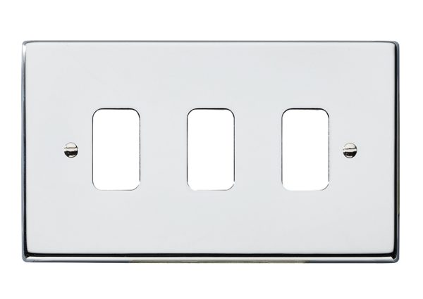 Hartland Grid-IT Bright Chrome 3 Gang Grid Fix Aperture Plate with Grid