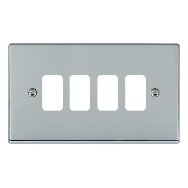 Hartland Grid-IT Bright Chrome 4 Gang Grid Fix Aperture Plate with Grid