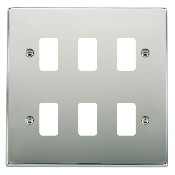 Hartland Grid-IT Bright Chrome 6 Gang Grid Fix Aperture Plate with Grid
