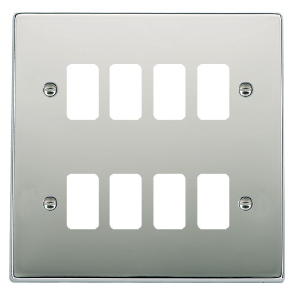 Hartland Grid-IT Bright Chrome 8 Gang Grid Fix Aperture Plate with Grid