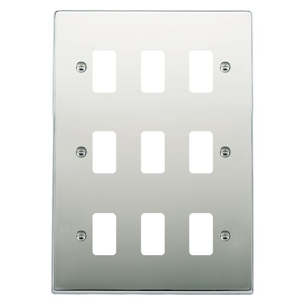 Hartland Grid-IT Bright Chrome 9 Gang Grid Fix Aperture Plate with Grid