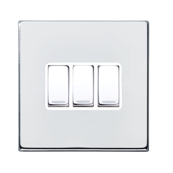 Hartland CFX Bright Chrome 3 gang 10AX 2 Way Rocker Bright Chrome/White