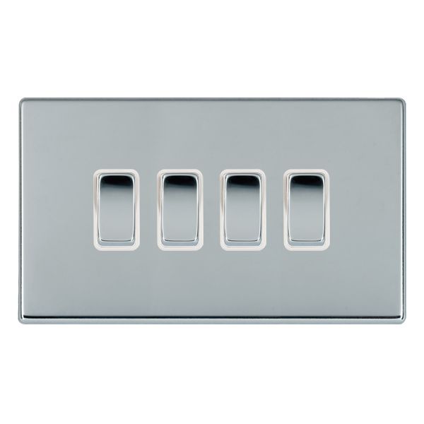 Hartland CFX Bright Chrome 4 gang 20AX 2 Way Rocker Bright Chrome/White