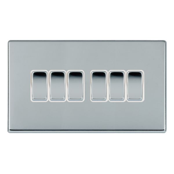 Hartland CFX Bright Chrome 6 gang 10AX 2 Way Rocker Bright Chrome/White