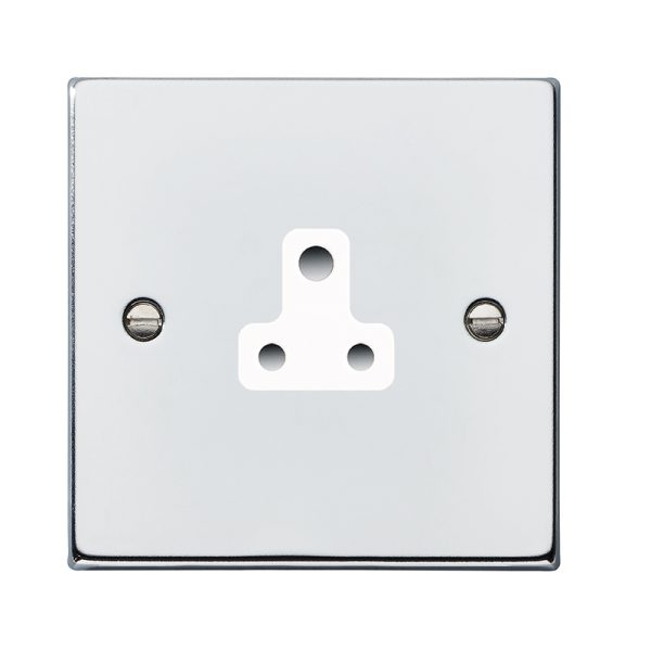 Hartland Bright Chrome 1 gang 5A Unswitched Socket White