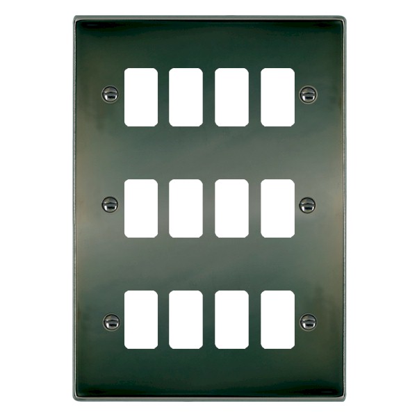 Hartland Grid-IT Black Nickel 12 Gang Grid Fix Aperture Plate with Grid