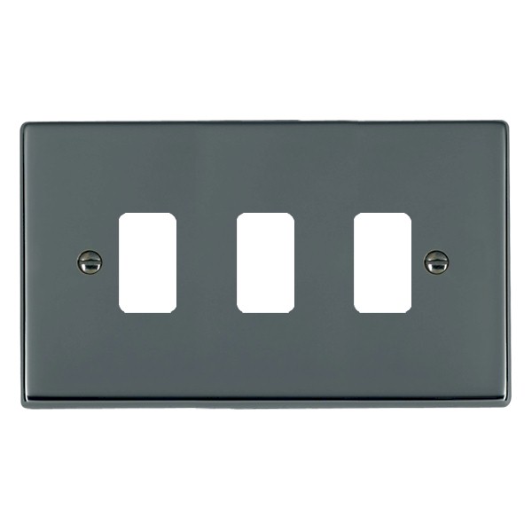 Hartland Grid-IT Black Nickel 3 Gang Grid Fix Aperture Plate with Grid