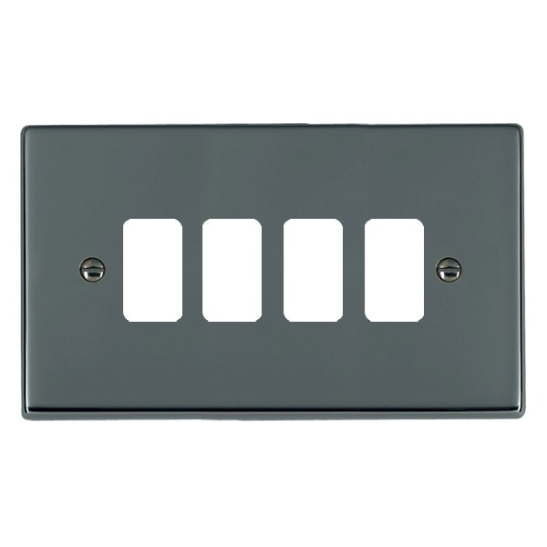 Hartland Grid-IT Black Nickel 4 Gang Grid Fix Aperture Plate with Grid