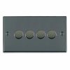 Hartland Black Nickel 4 gang 250W LED 2 Way Push On/Off Rotary Dimmer Black Nickel Minimum Load = 5W(LED) Maximum Load = 250W(LED) Trailing Edge / 150W(LED) Leading Edge Per gang