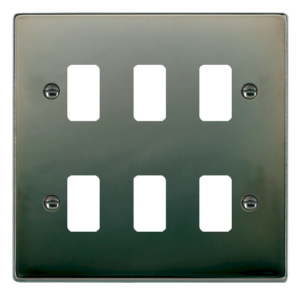 Hartland Grid-IT Black Nickel 6 Gang Grid Fix Aperture Plate with Grid