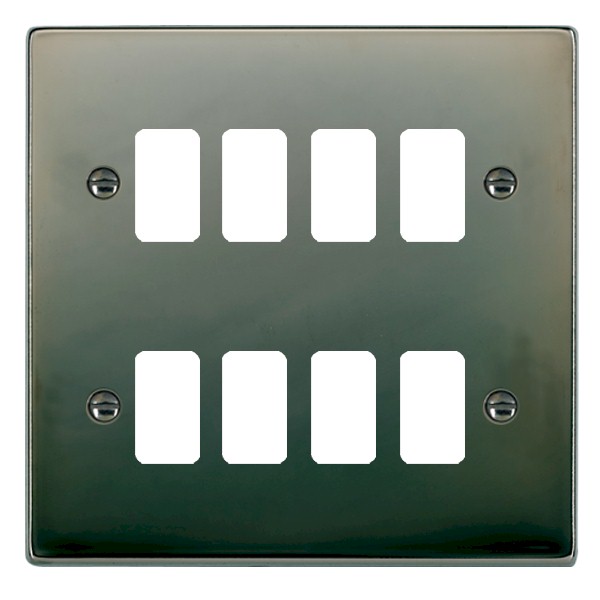 Hartland Grid-IT Black Nickel 8 Gang Grid Fix Aperture Plate with Grid