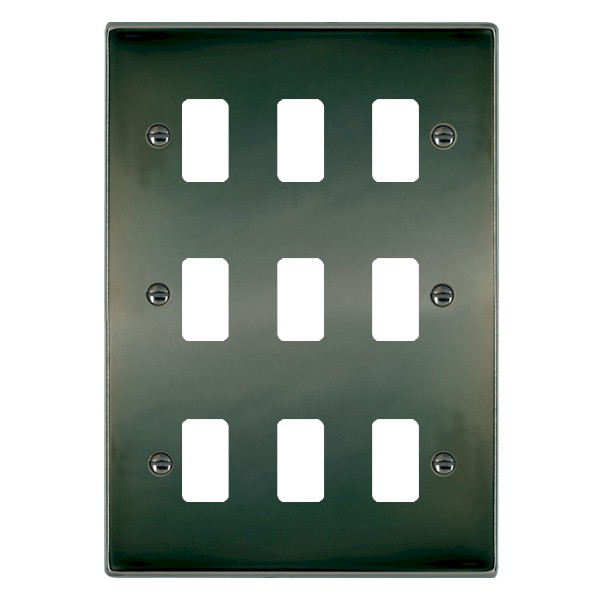 Hartland Grid-IT Black Nickel 9 Gang Grid Fix Aperture Plate with Grid