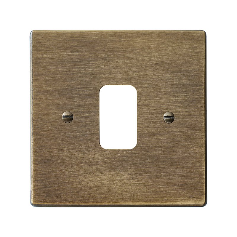 Hartland Grid-IT Antique Brass 1 Gang Grid Fix Aperture Plate with Grid