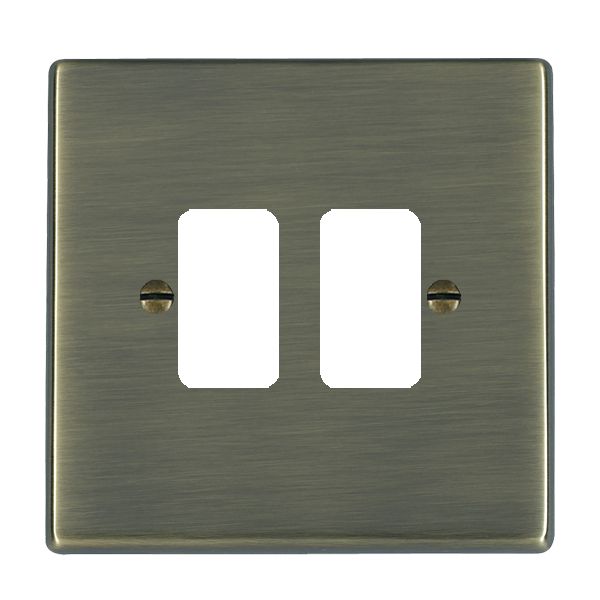 Hartland Grid-IT Antique Brass 2 Gang Grid Fix Aperture Plate with Grid