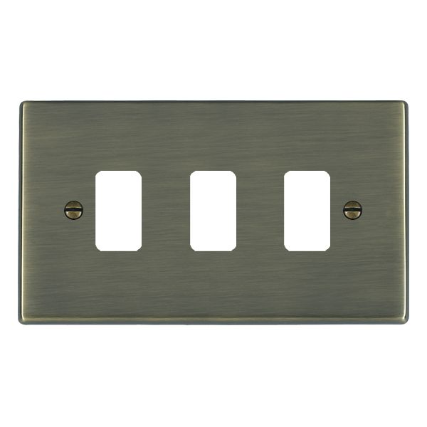 Hartland Grid-IT Antique Brass 3 Gang Grid Fix Aperture Plate with Grid