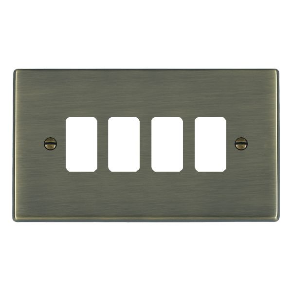 Hartland Grid-IT Antique Brass 4 Gang Grid Fix Aperture Plate with Grid