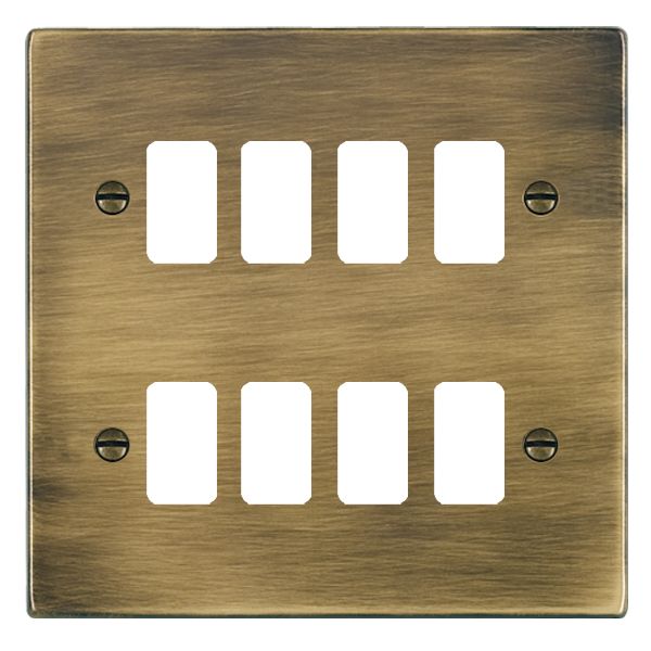 Hartland Grid-IT Antique Brass 8 Gang Grid Fix Aperture Plate with Grid