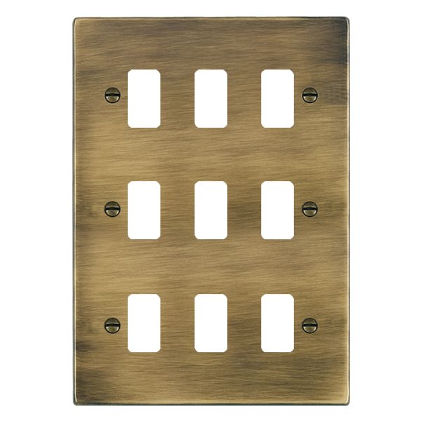 Hartland Grid-IT Antique Brass 9 Gang Grid Fix Aperture Plate with Grid