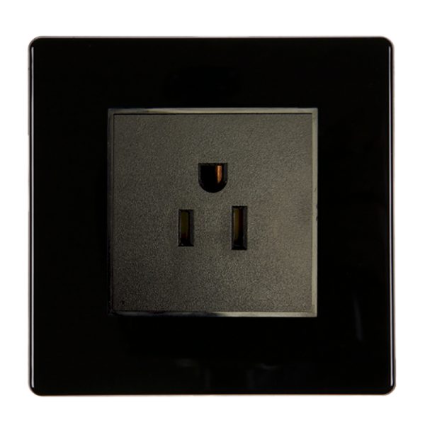 Hartland CFX Colours Jet Black 1 gang 15A 110V AC American Unswitched Socket Black