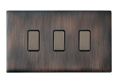 Hartland CFX Etrium Bronze 3x250W/210VA Resistive/Inductive Trailing Edge Touch Master Multi-Way Dimmers Black Nickel/Black