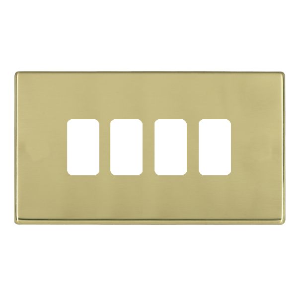 Hartland G2 GRID-IT Polished Brass 4 Gang Grid Fix Aperture Double Plate with Grid