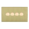 Hartland G2 Polished Brass 4 gang 100W LED 2 Way Push On/Off Rotary Dimmer Polished Brass