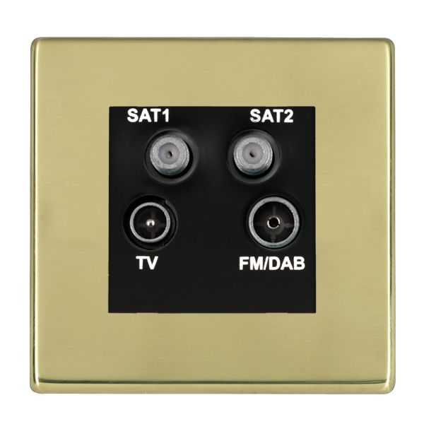 Hartland G2 Polished Brass Non-Isolated TV+FM+SAT1+SAT2 Quadplexer 2in/4out (DAB Compatible) Black